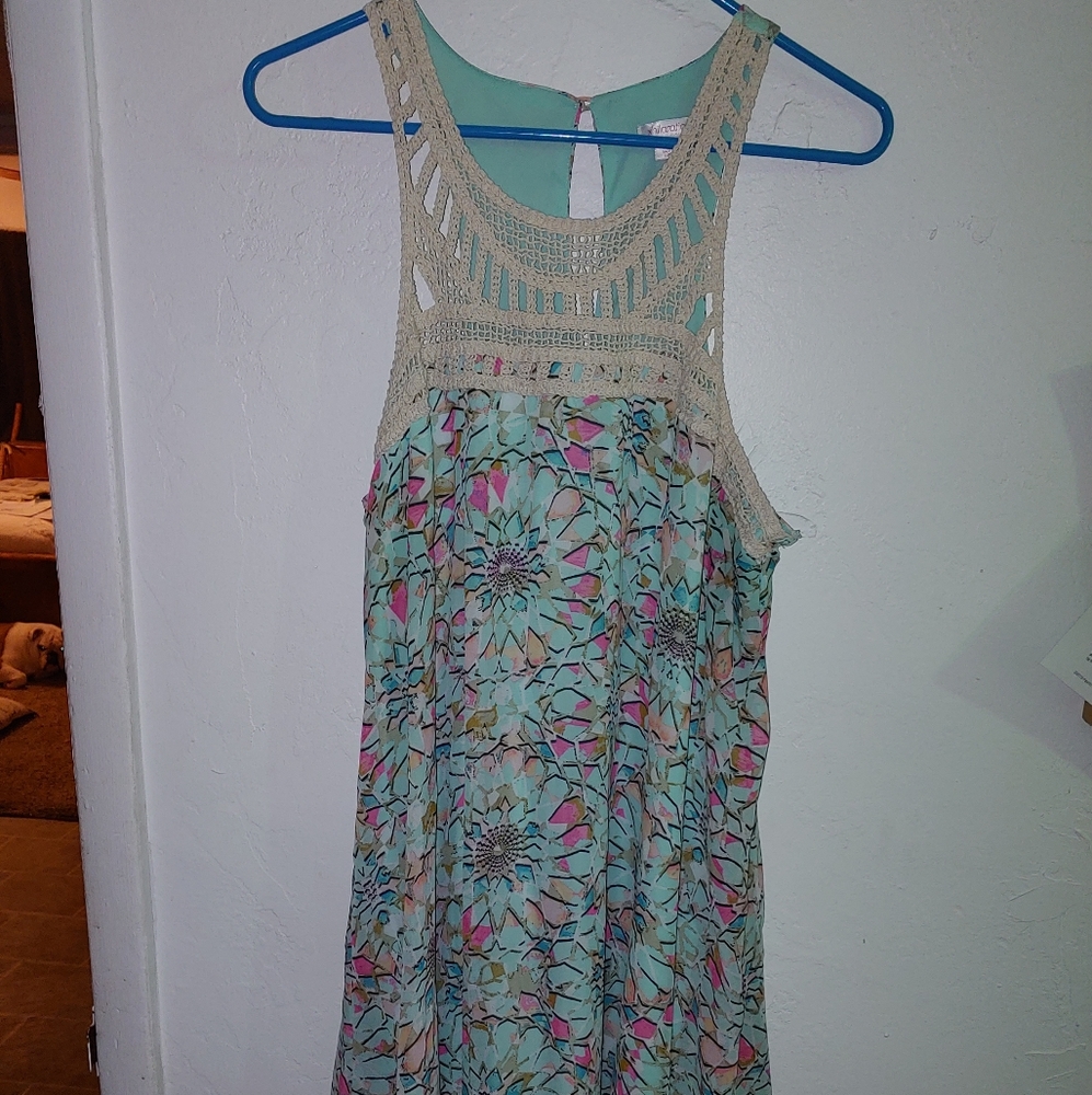 Beautiful Teal Kaleidoscope Crotchet Dress